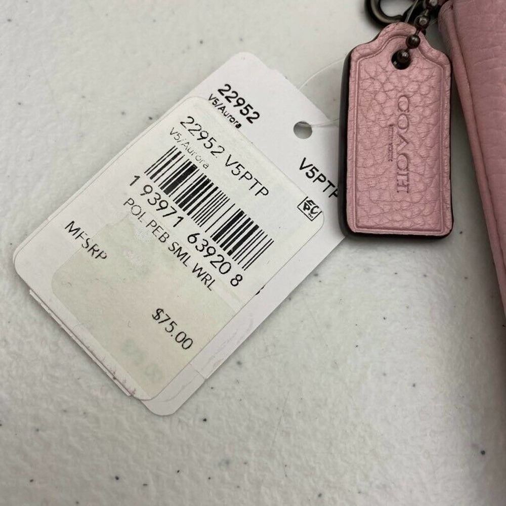 Coach Polished Pebble Leather Small Wristlet Pink - Picture 7 of 9